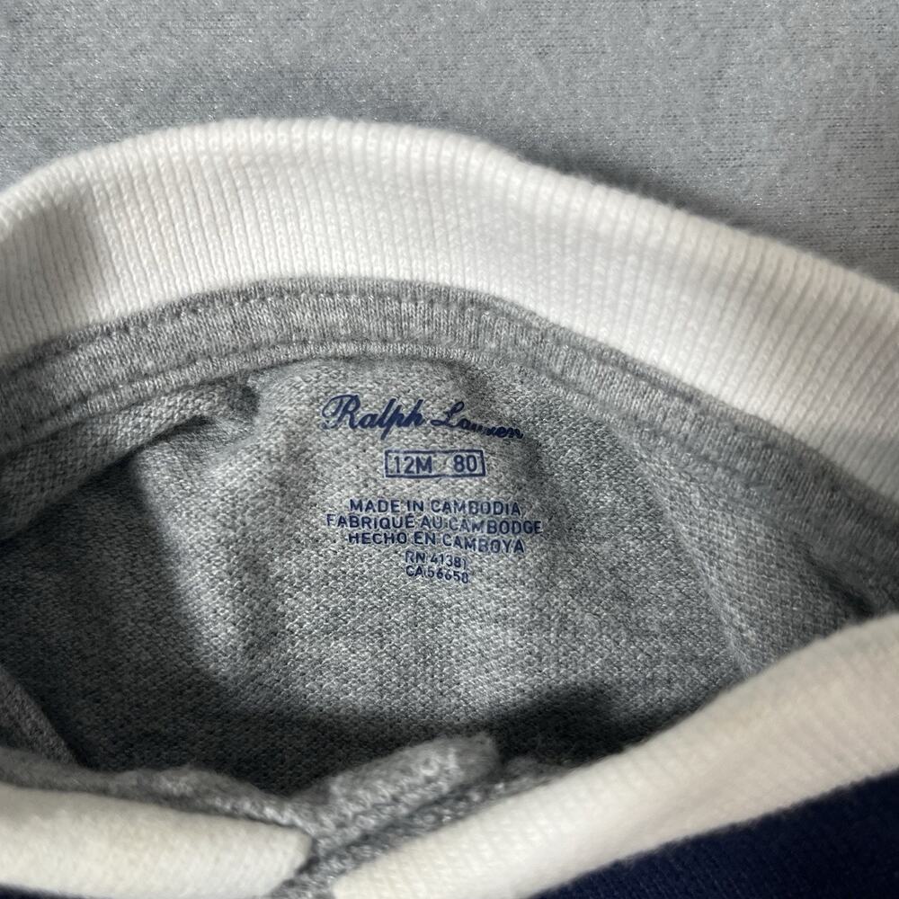 Polo Ralph Lauren toddler 12 Months One Piece Jumpsuit Polo Collared‎ Grey - Picture 3 of 9